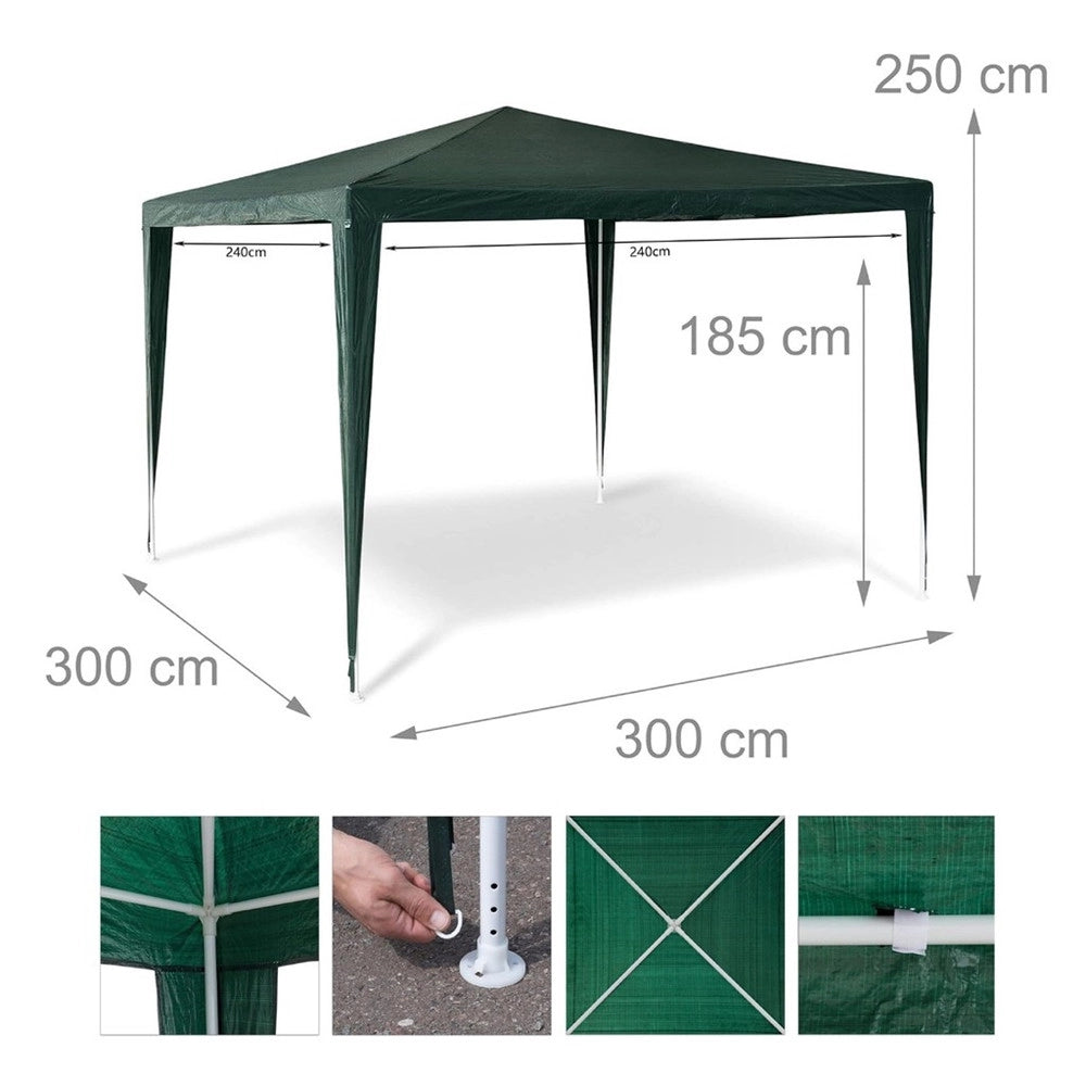 Trade Shop - Gazebo 3x3mt Tenda Esterni Arredo Giardino Antipioggia Idrorepellente Verde 182007 -