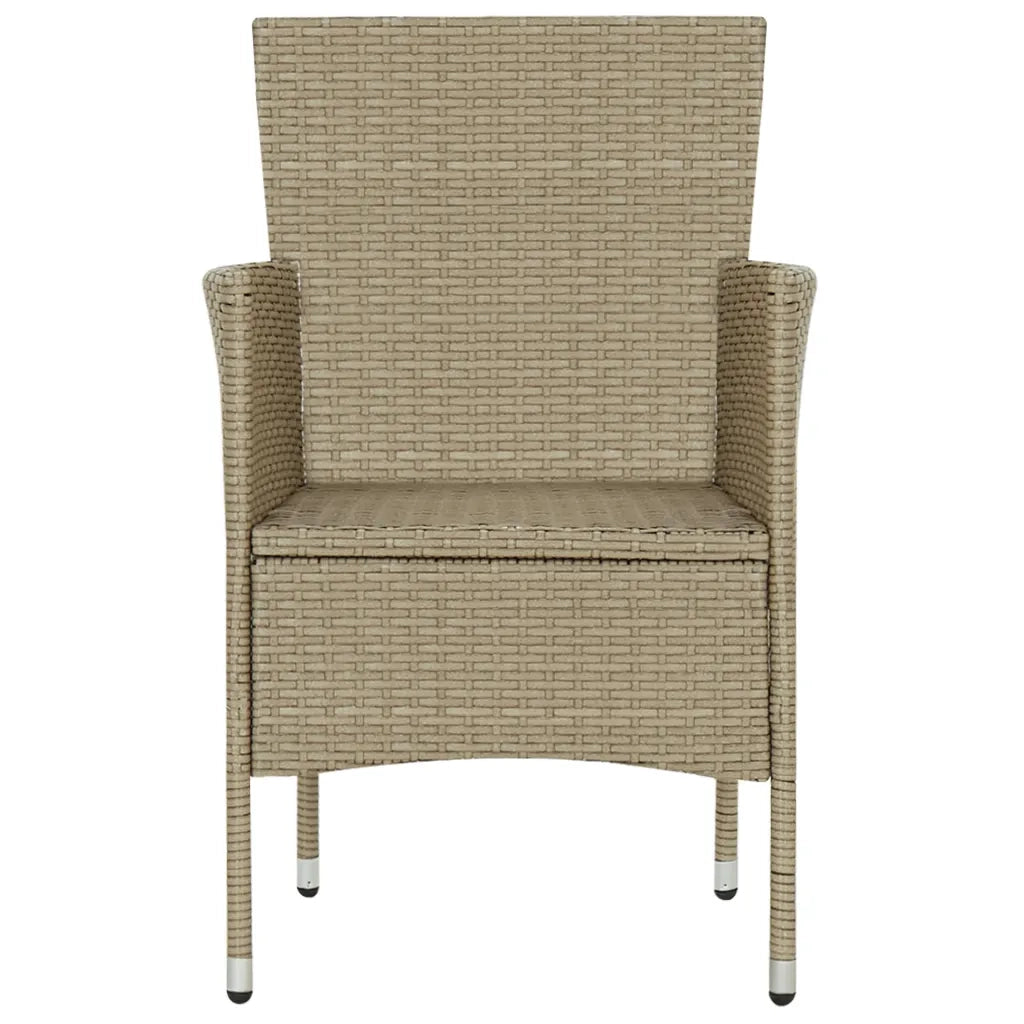 Sedie da Pranzo per Giardino 2 pz in Polyrattan Beige cod mxl 6633