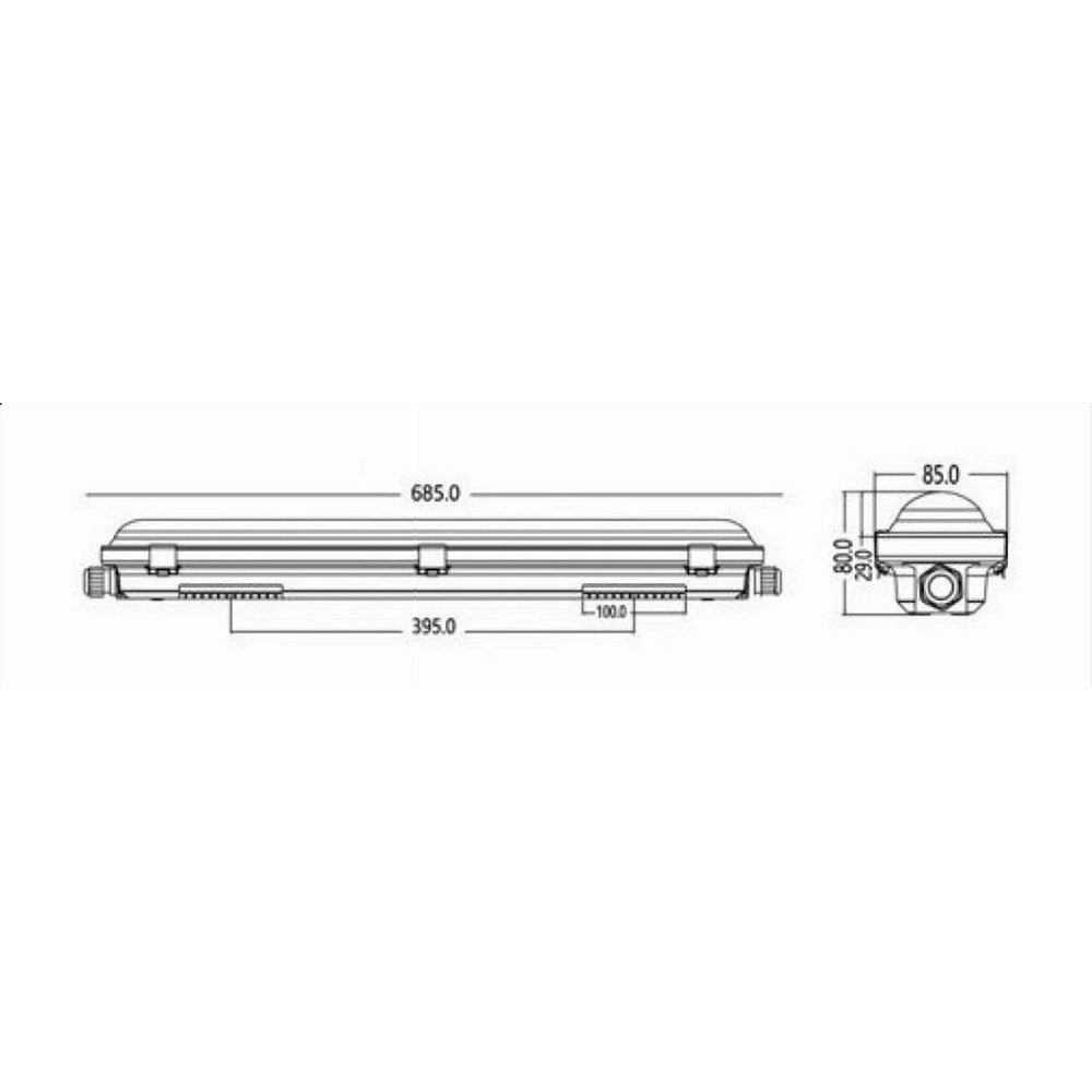 Trade Shop - Tubo Led Plafoniera Lineare Da 60cm 18watt Ip66 Cct 4000k-5000k-6500k Yl18-60-3c -