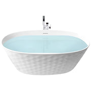 Vasca da bagno ovale moderna indipendente 150 x 75 cm Finitura acrilica lucida Motivo a rombi Bianco
