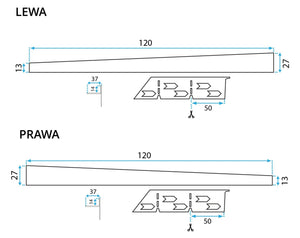 Profilo Doccia Pendenzato 120cm Brush Nickel destra