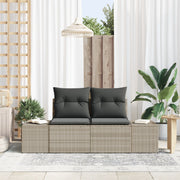 Divano Giardino 2 Posti con Cuscini Grigio Polyrattan