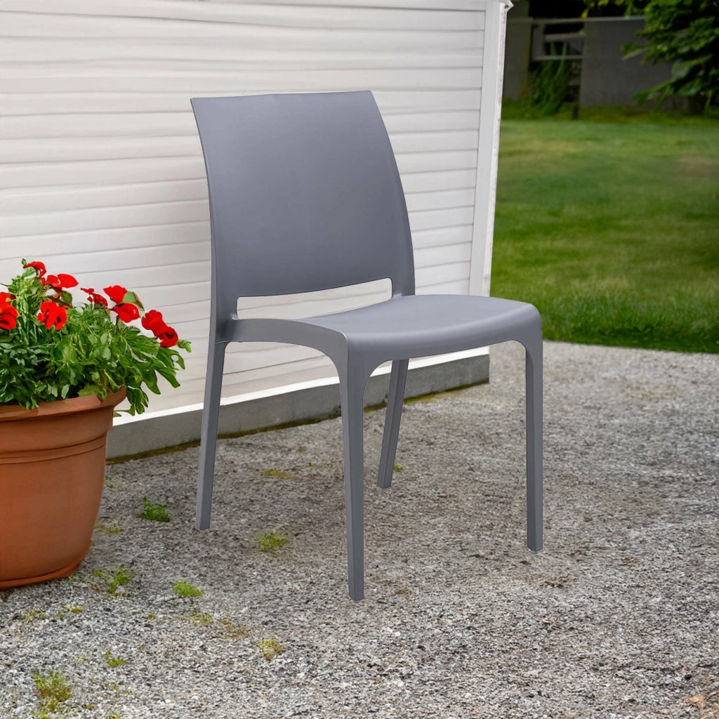 Sedia da esterno Camo, Seggiola da giardino, Seduta outdoor multiuso, Panchina da giardino, Made in Italy, 54x46 h80 cm, Grigio