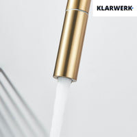 Jana | Rubinetto estensibile a 3 vie premium oro opaco | Rubinetto osmosi da cucina in acciaio inox |. Filtro 3 connessioni ad arco alto