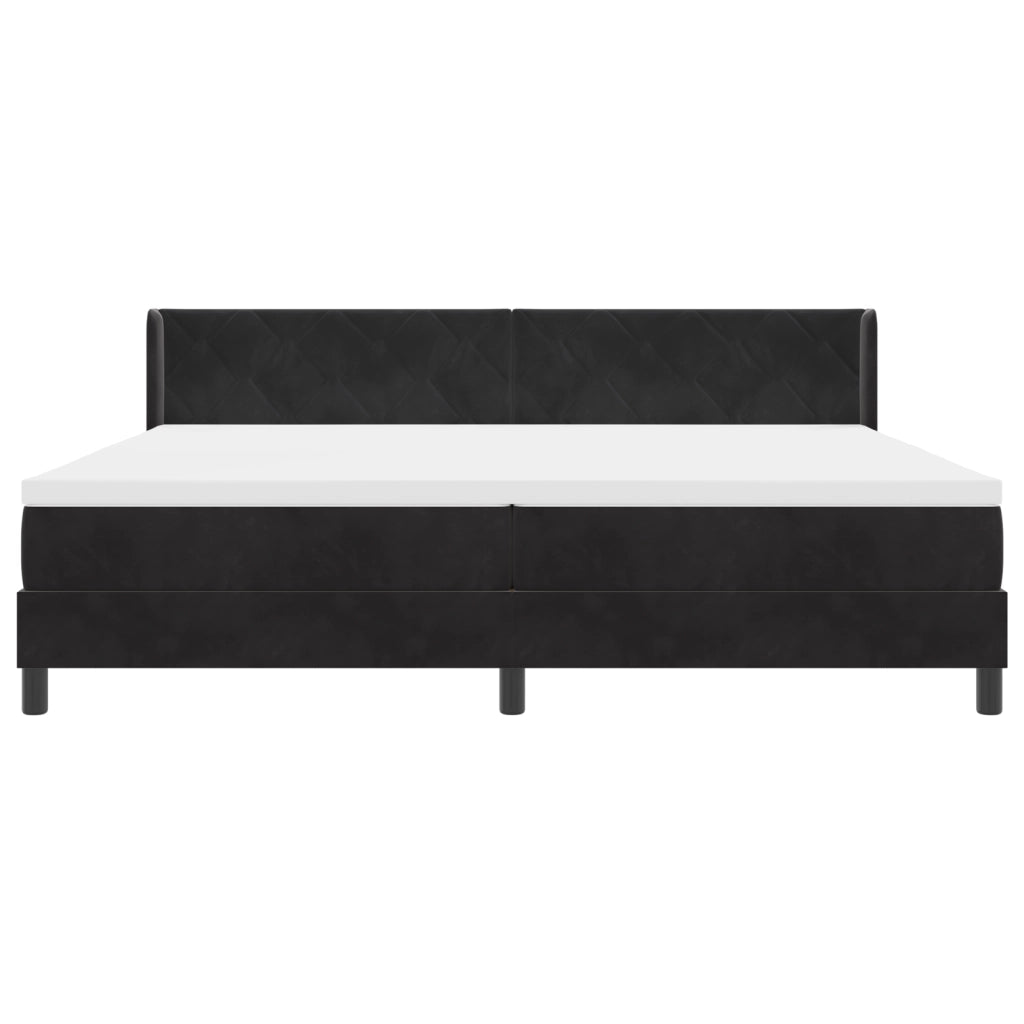 Letto a box con materasso Nero 200x200 cm Velluto
