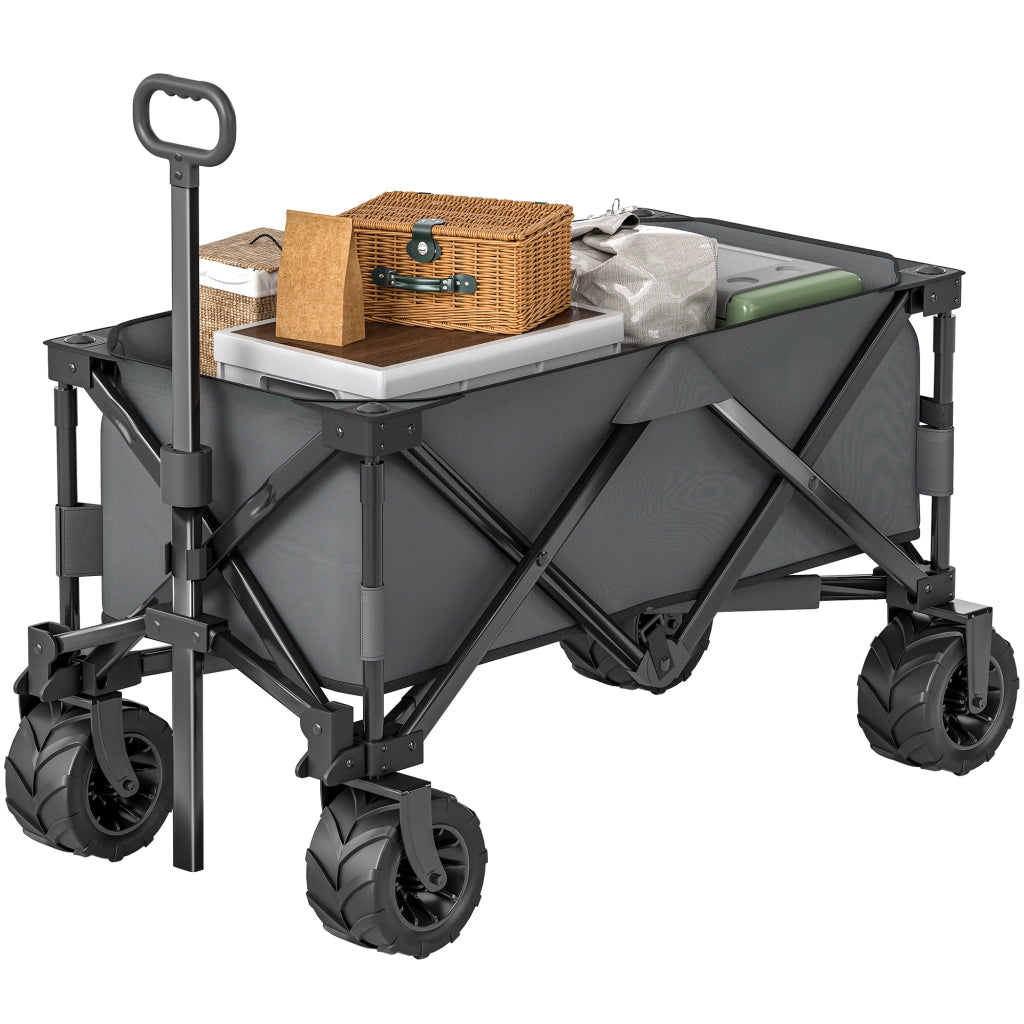 Carrello Giardino Pieghevole 70 kg ¨C Zephmum ¨C Grigio Scuro 360¡ã