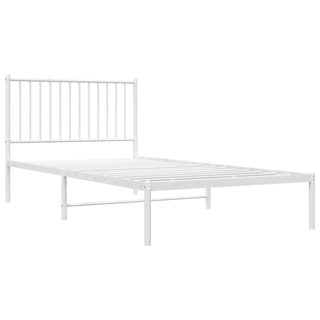 Giroletto con Testiera Metallo Bianco 100x200 cm 350926