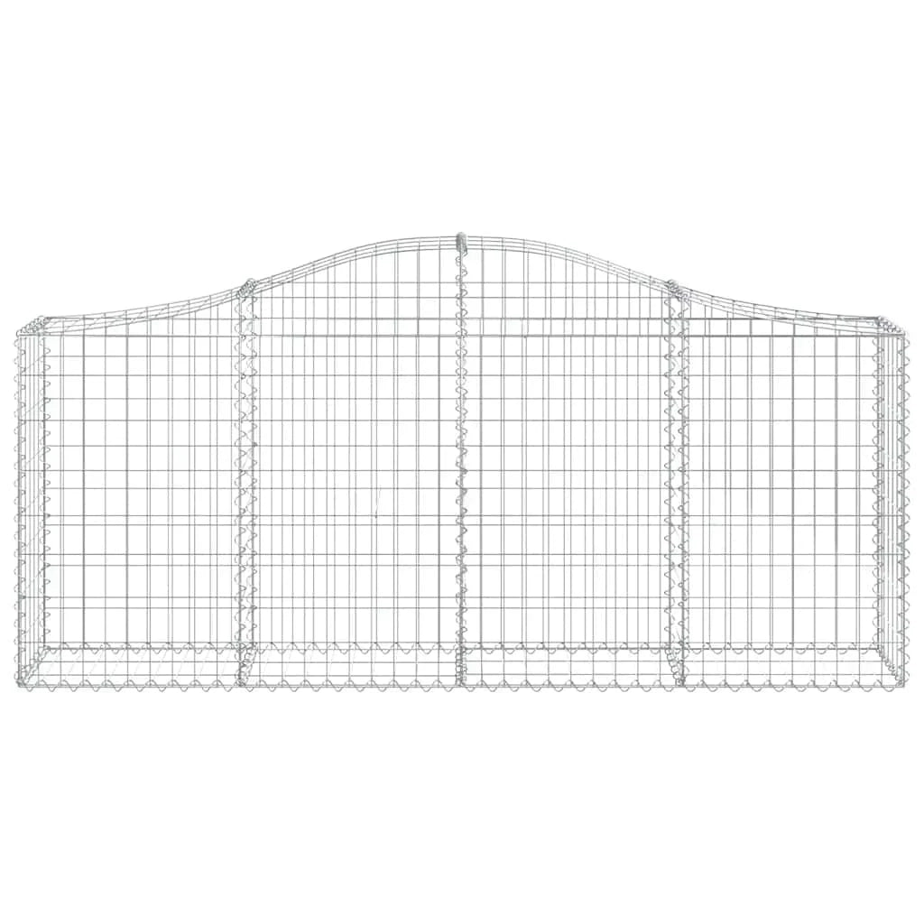 Cestini gabbioni recinzione a gabbia muro di contenimento ad arco 13 pezzi 200 x 30 x 80/100 cm ferro zincato argento 02_0040365