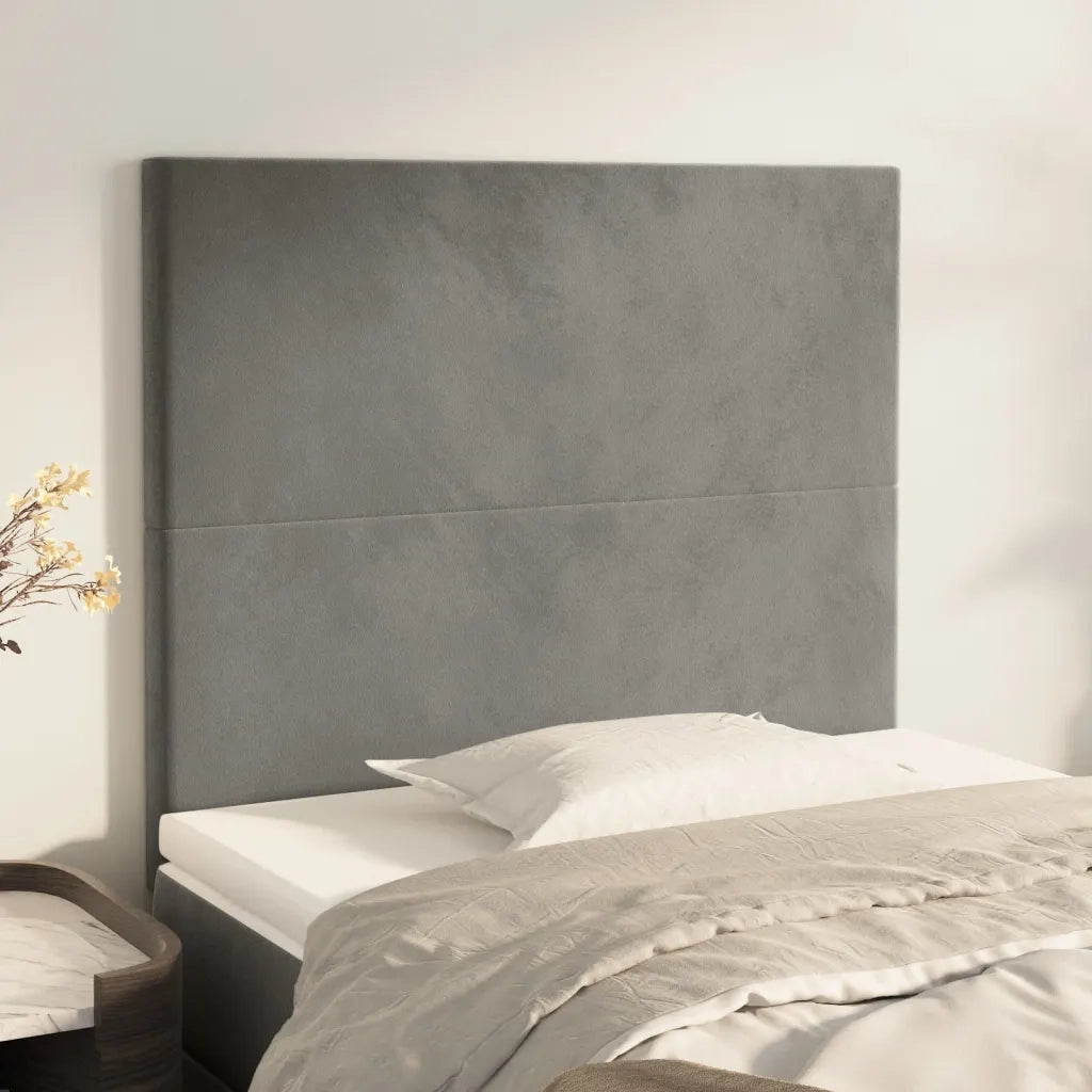 Testiera-Testata Decorativa Grigio Chiaro 90x5x118/128 cm Velluto 304556