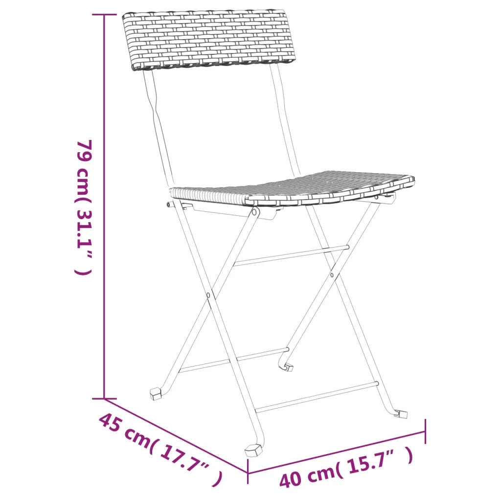 Sedie Pieghevoli da Bistrò 8 pz Nere Polyrattan e Acciaio 3152114