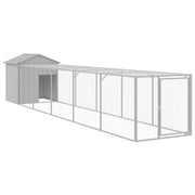 Recinto per pollaio con gabbia per galline con recinto luminoso 117 x 609 x 123 cm acciaio zincato grigio 02_0043960