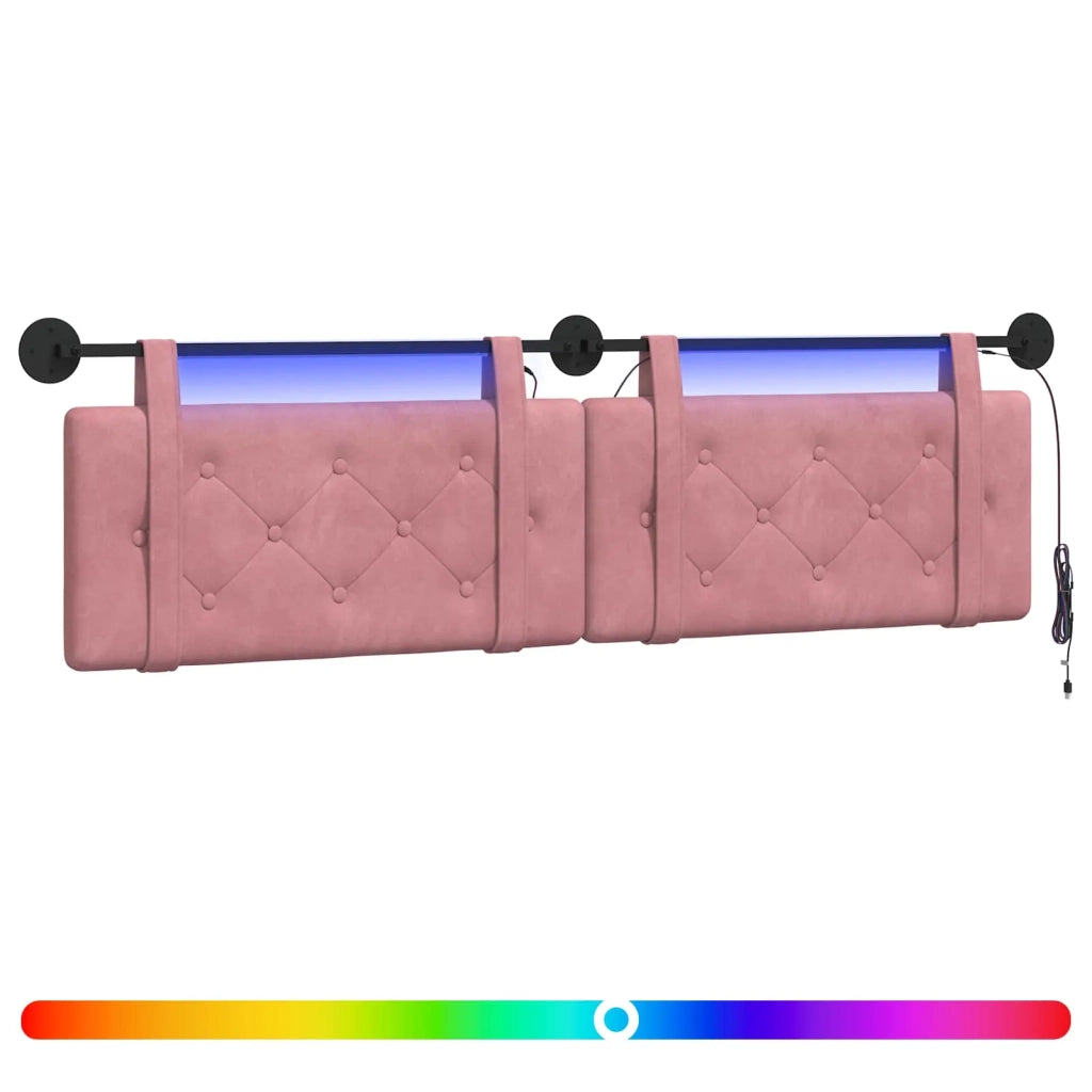 Testiera | Testata sospesa Con luce LED Rosa Velluto