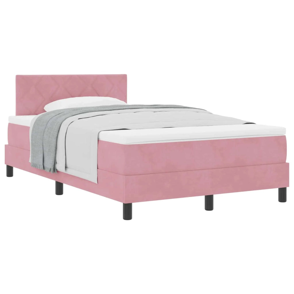 Letto a molle con materasso Rosa 120 x 200 cm Velluto 3339235