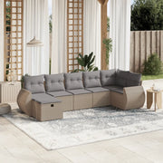 Set Divano da Giardino 7 pz con Cuscini Beige Misto Polyrattancod mxl 115563