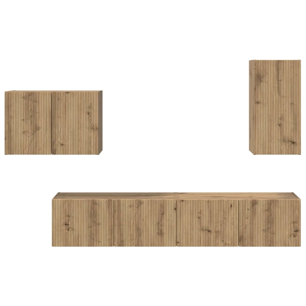 Set di Mobiletto da TV a Parete 4 pcs Rovere artigianale