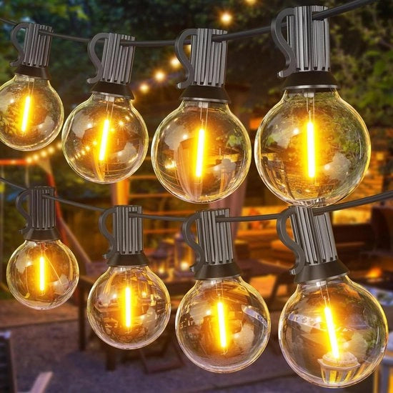 Illuminazione per tende 18-Metro Fili di luce LED all'aperto con 30 + 1 lampade G40 LED IP45 impermeabili per patio, terrazza, giardino, festa, matrimonio