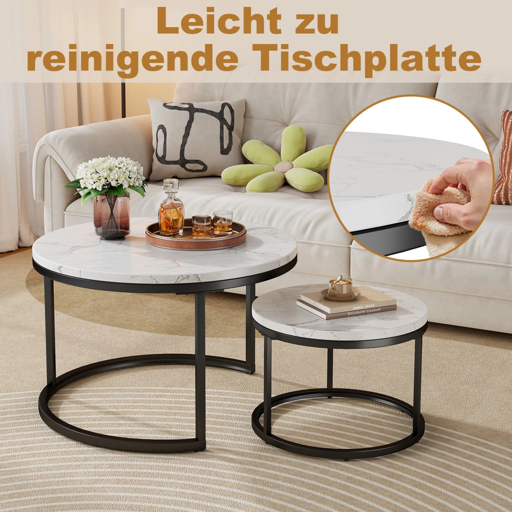 Set di 2 pezzi, 70x70x45 cm, in bianco e nero, realizzati in MDF con struttura in metallo.
