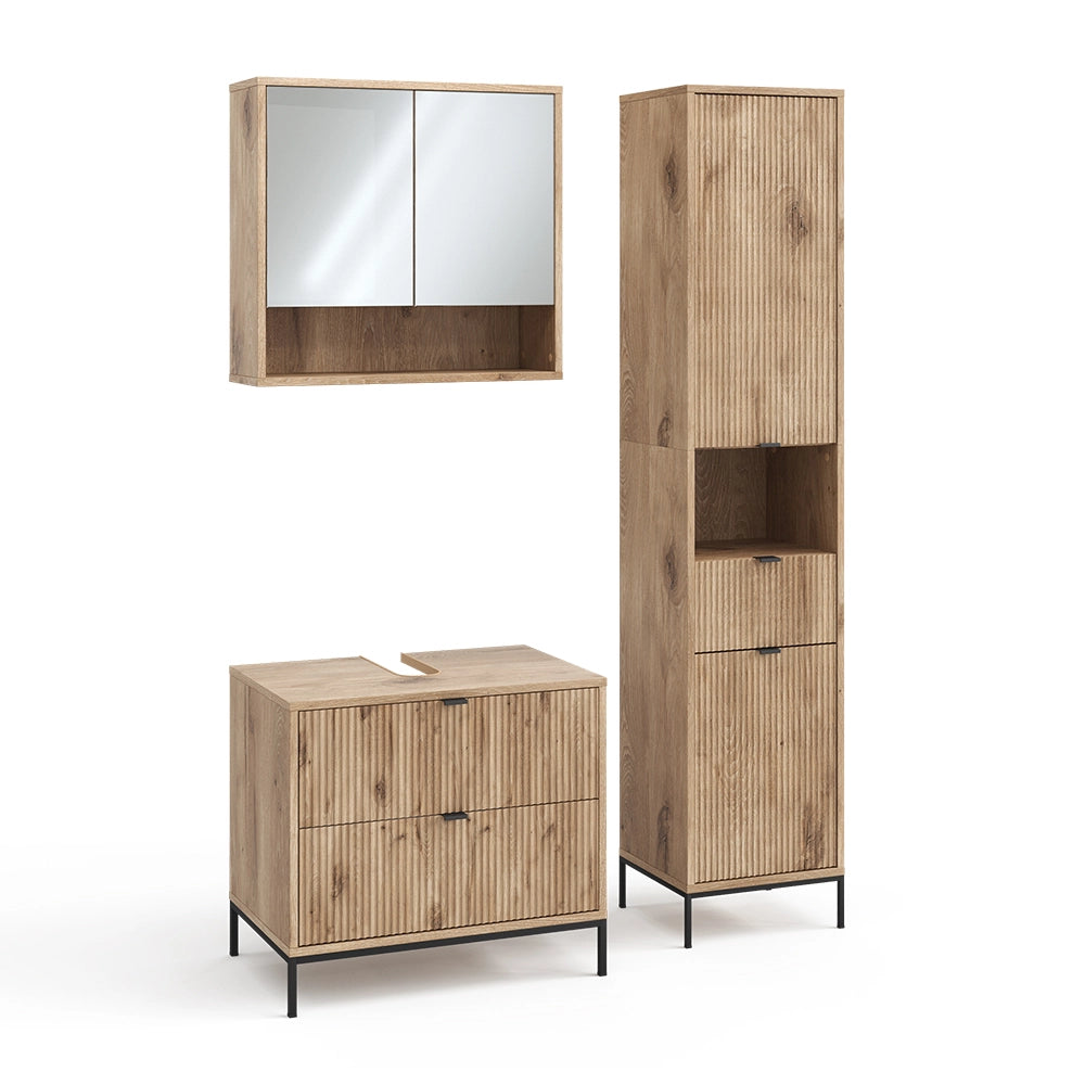 Vicco Set di mobili da bagno Quercia vichinga 3 parti