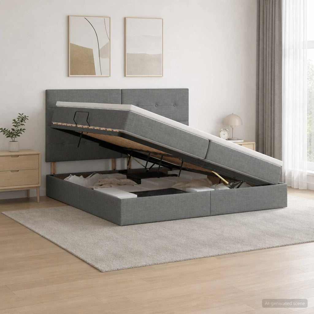 Letto con contenitore LED e materasso Grigio Scuro 200 x 200 cm 3459967