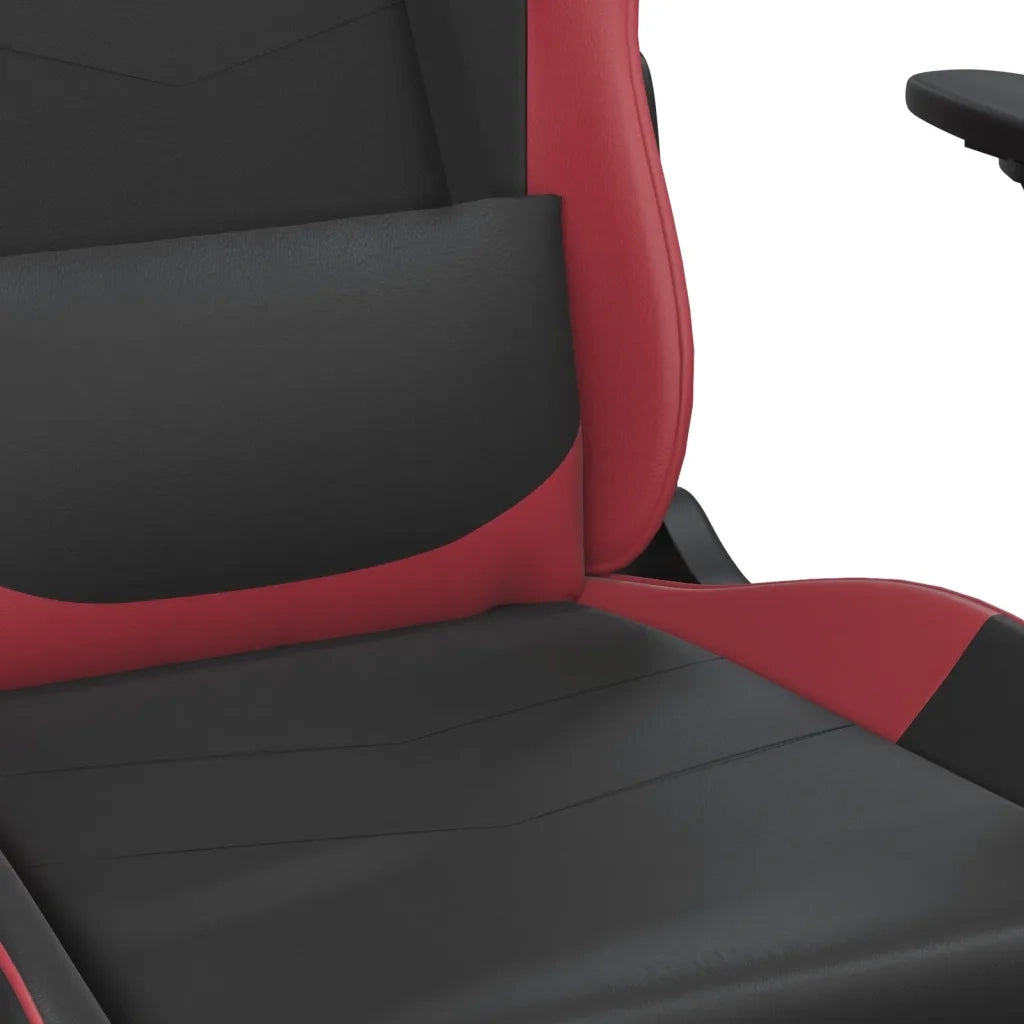 vidaXL Sedia Gaming Massaggio Nero e Rosso Vino in Similpelle