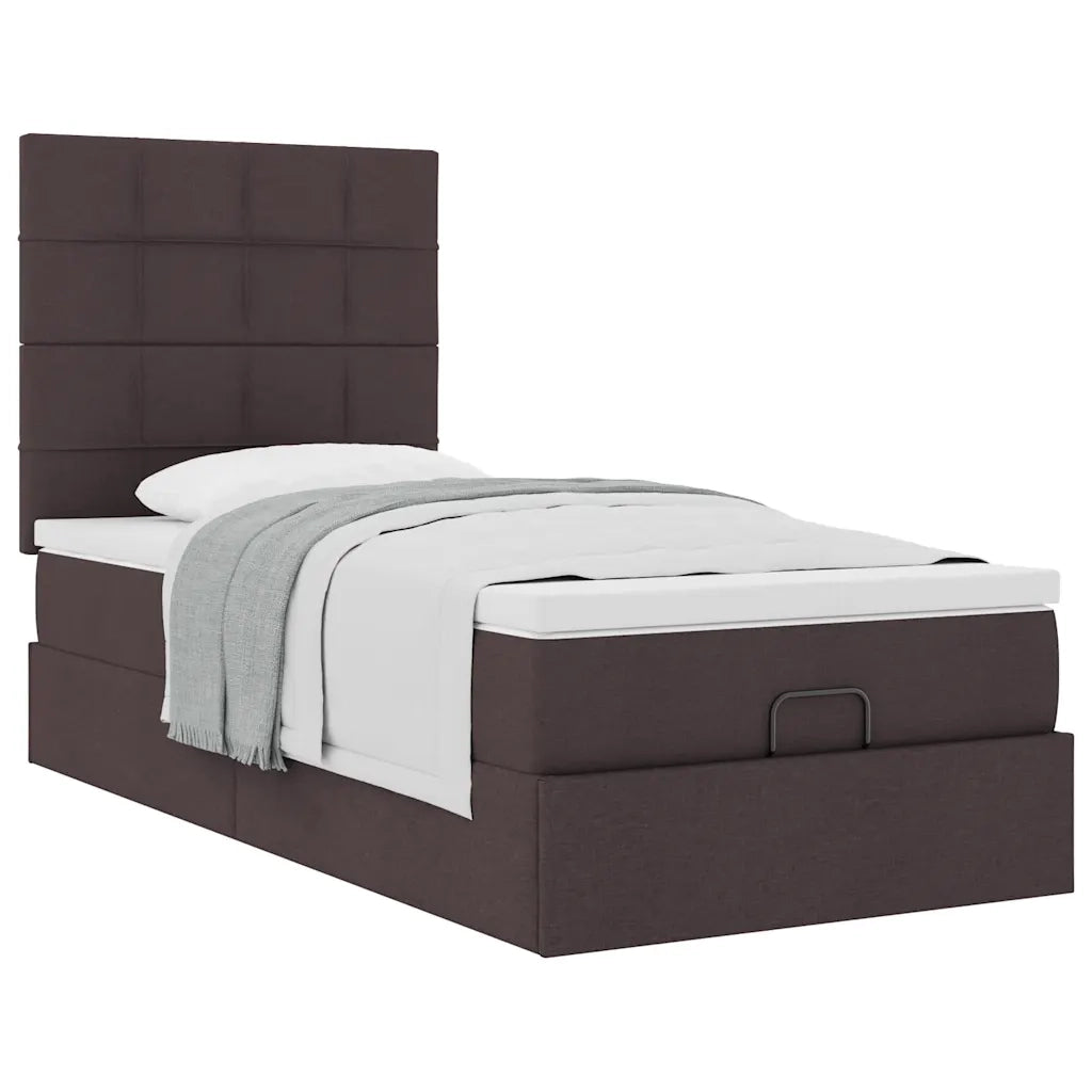 vidaXL Pouf Letto con Materasso Marrone Scuro 100x200 cm in Tessuto