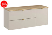 Set mobili bagno 120 cm con piano e mobile con cesto portabiancheria Dalia Cashmere 120 x 1401 x 46 cm