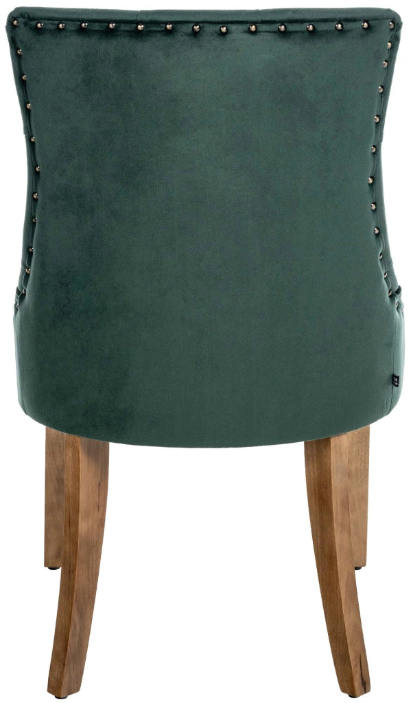 Poltrona Pranzo Aberdeen In Velluto Verde scuro,antico chiaro