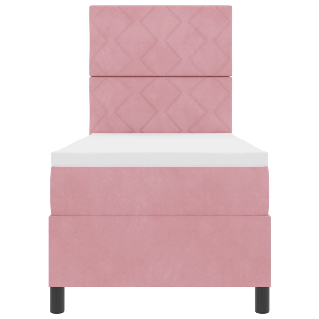 Letto Box Spring con Materasso e LED Rosa 80x200 cm Velluto