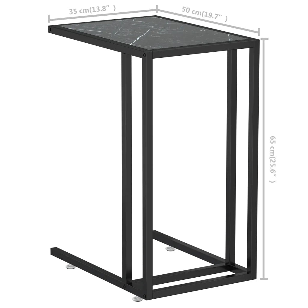 Tavolino per Computer Marmo Nero 50x35x65 cm Vetro Temperato 331651