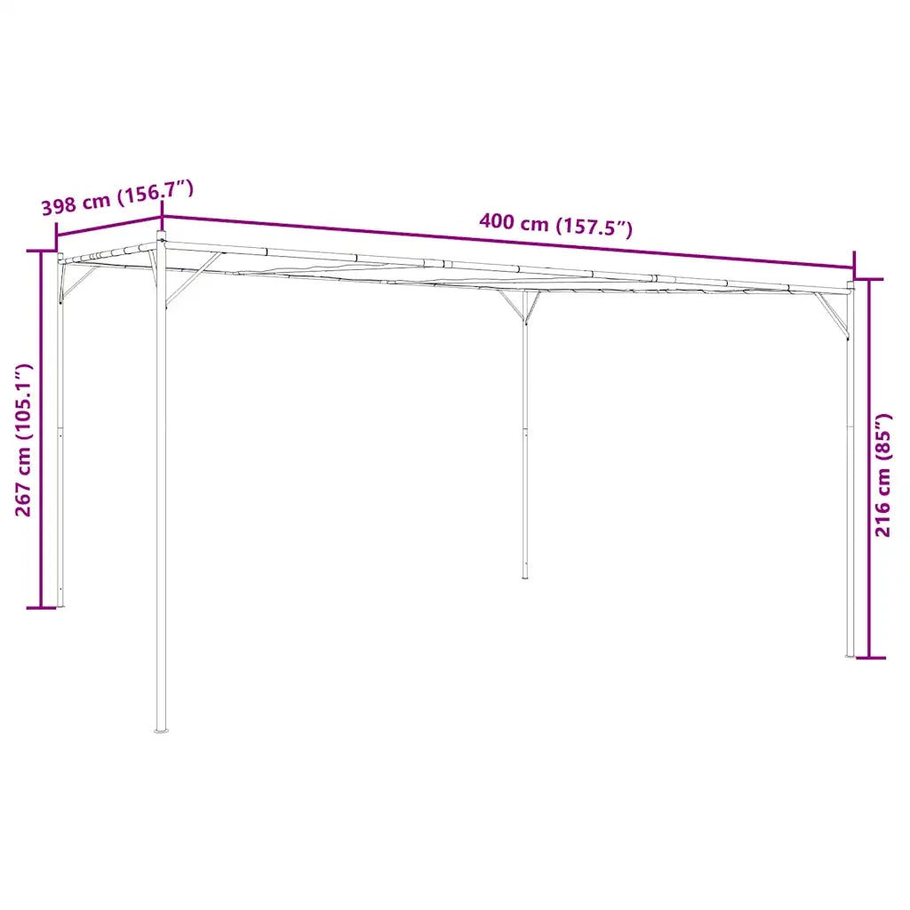 Gazebo Beige 4x4 m 180 g/m² Tessuto e Acciaio 362466