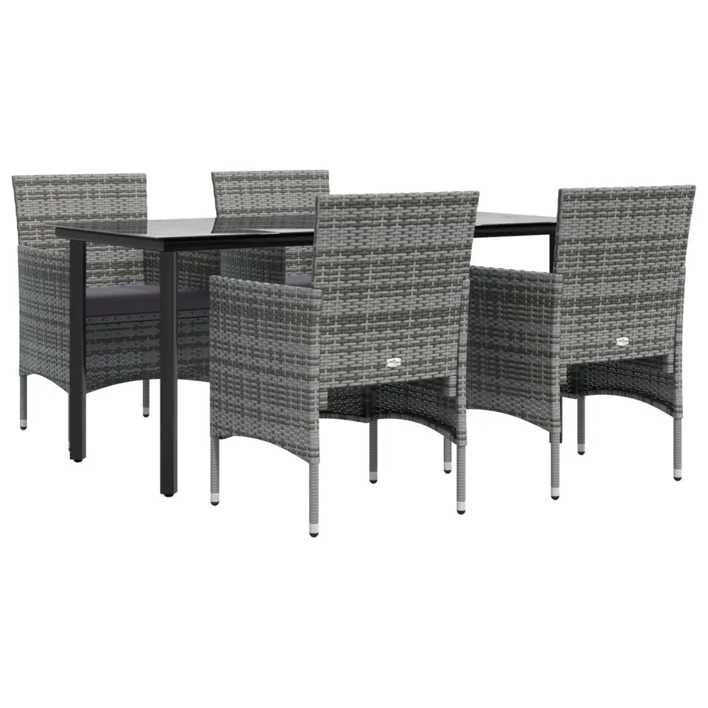 Set da Pranzo da Giardino 5 pz con Cuscini Grigio e Nero cod mxl 42809