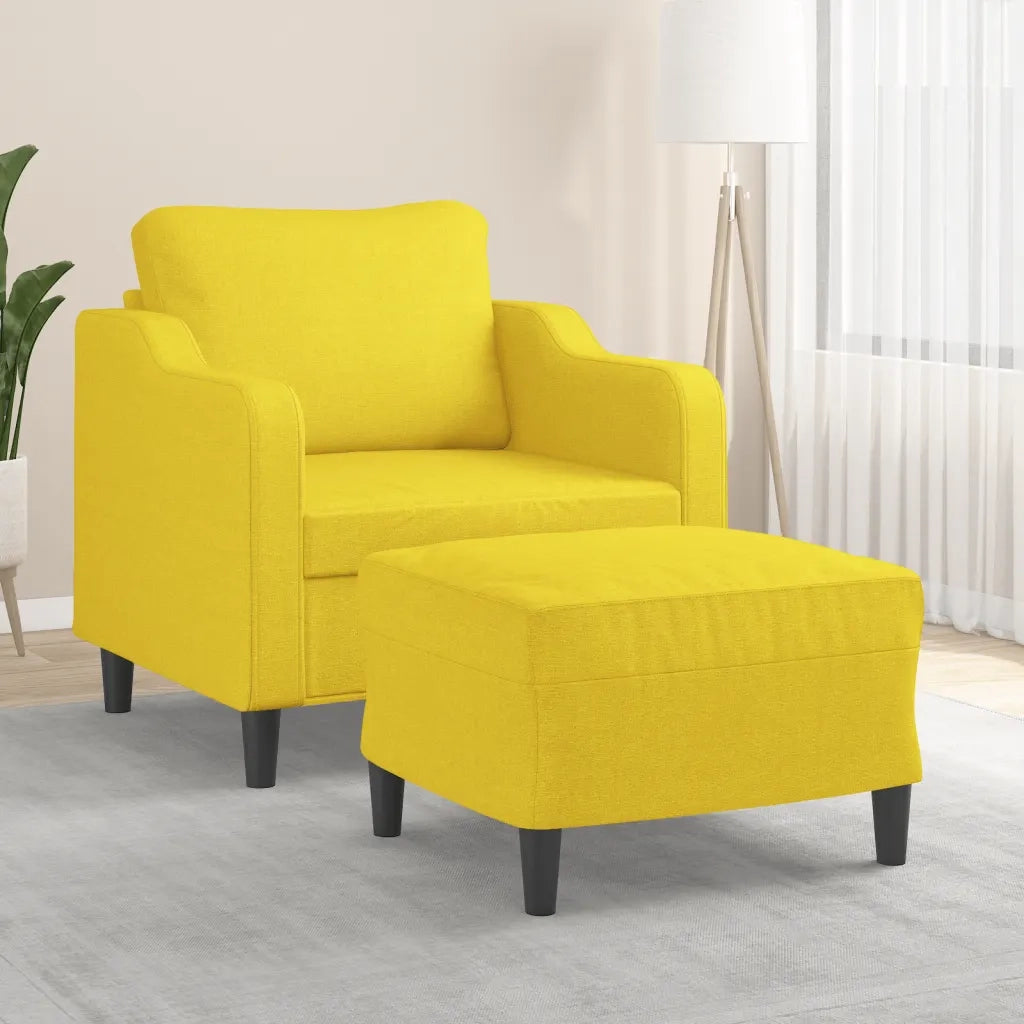 Poltrona con Poggiapiedi Giallo Chiaro 60 cm in Tessutocod mxl 96776