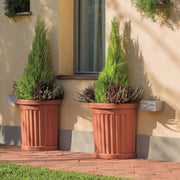 VASO MEZZOTONDO ROMA + SOTTOVASO BAMA  PP TERRACOTTA CM 27X52 H.CM 49