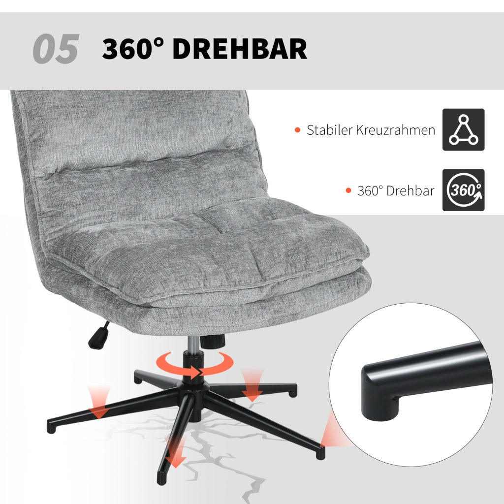 Sedia da Ufficio Girevole Imbottita ¨C Xylo ¨C Tessuto Grigio Altezza Regolabile Gambe Acciaio