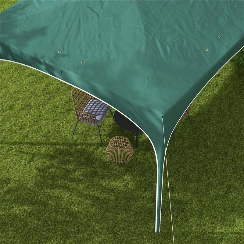 GAZEBO DA GIARDINO AD ALTEZZA REGOLABILE CON FORI DI DRENAGGIO E BORSA DA TRASPORTO, IN METALLO, VERDE