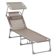 Lettino prendisole/sdraio con poggiatesta regolabile schienale e ombrellone leggero e pieghevole 53 x 193 x 29,5 cm portata 150 kg tortora 12_0001657