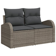 Set da Pranzo da Giardino da 9 pezzi con Cuscini Grigio Rattan Polacca