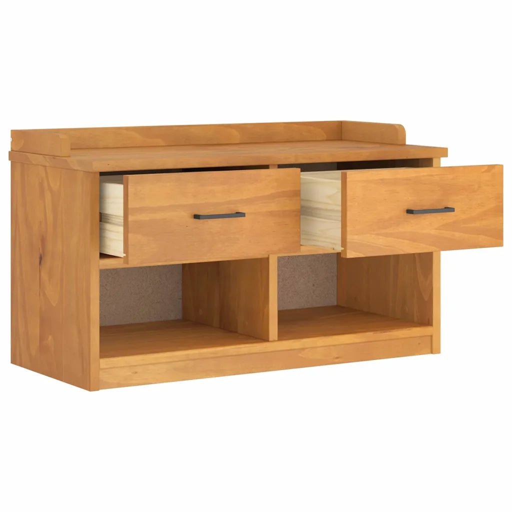 Panca da Corridoio-Sgabello-Panca con Contenitore SANDNES 87x40x50 cm Legno Massello di Pino 553738