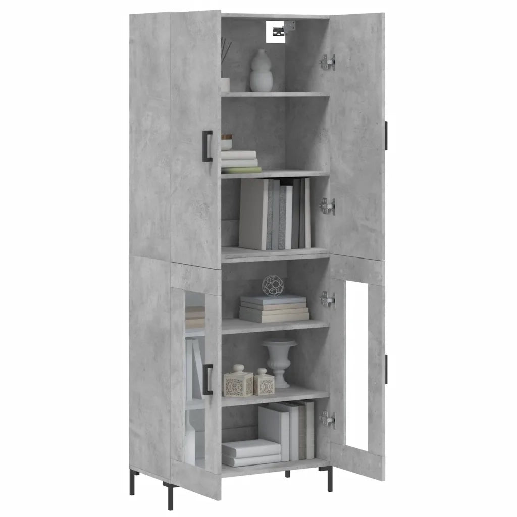 vidaXL Credenza Grigio Cemento 69,5x34x180 cm in Legno Multistrato