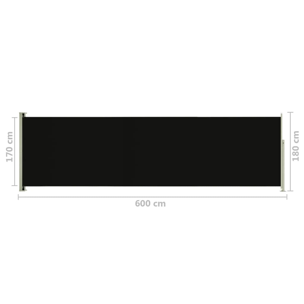 Tenda da sole laterale retrattile/schermo protettivo per patio giardino terrazza balcone 180 x 600 cm nero 02_0007346