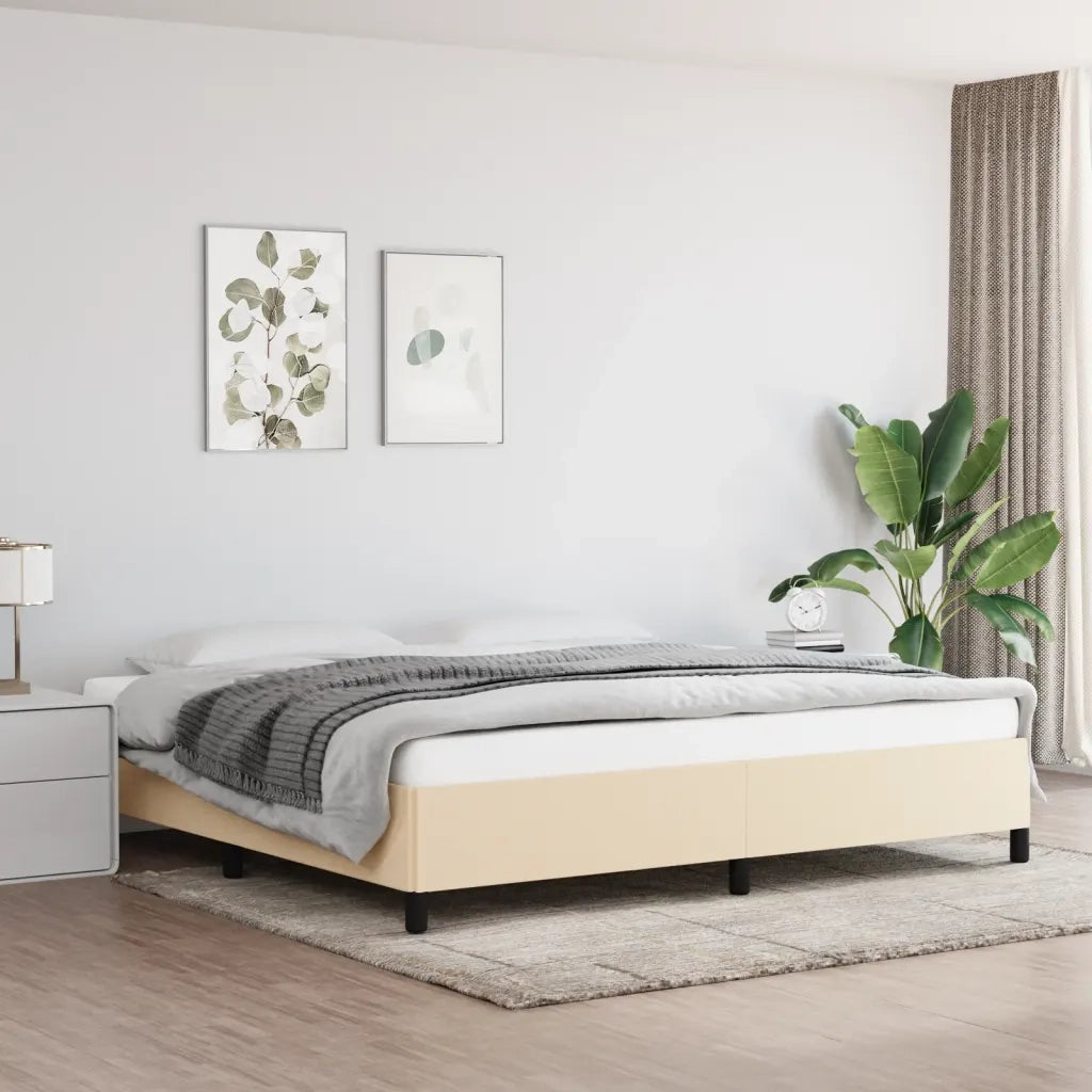 Giroletto senza Materasso-Struttura Letto Crema 200x200 cm in Tessuto 934059