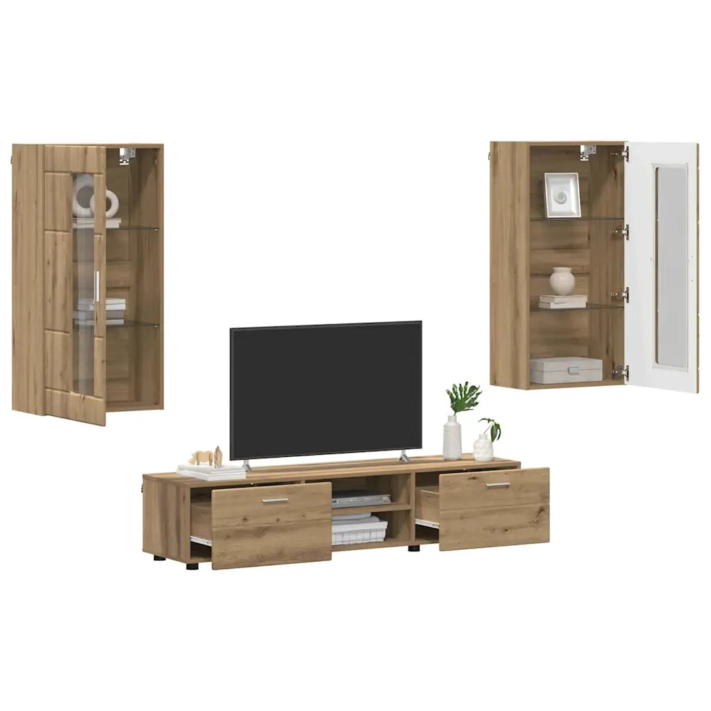 Set mobile TV FLORIN Rovere artigianale Legno multistrato