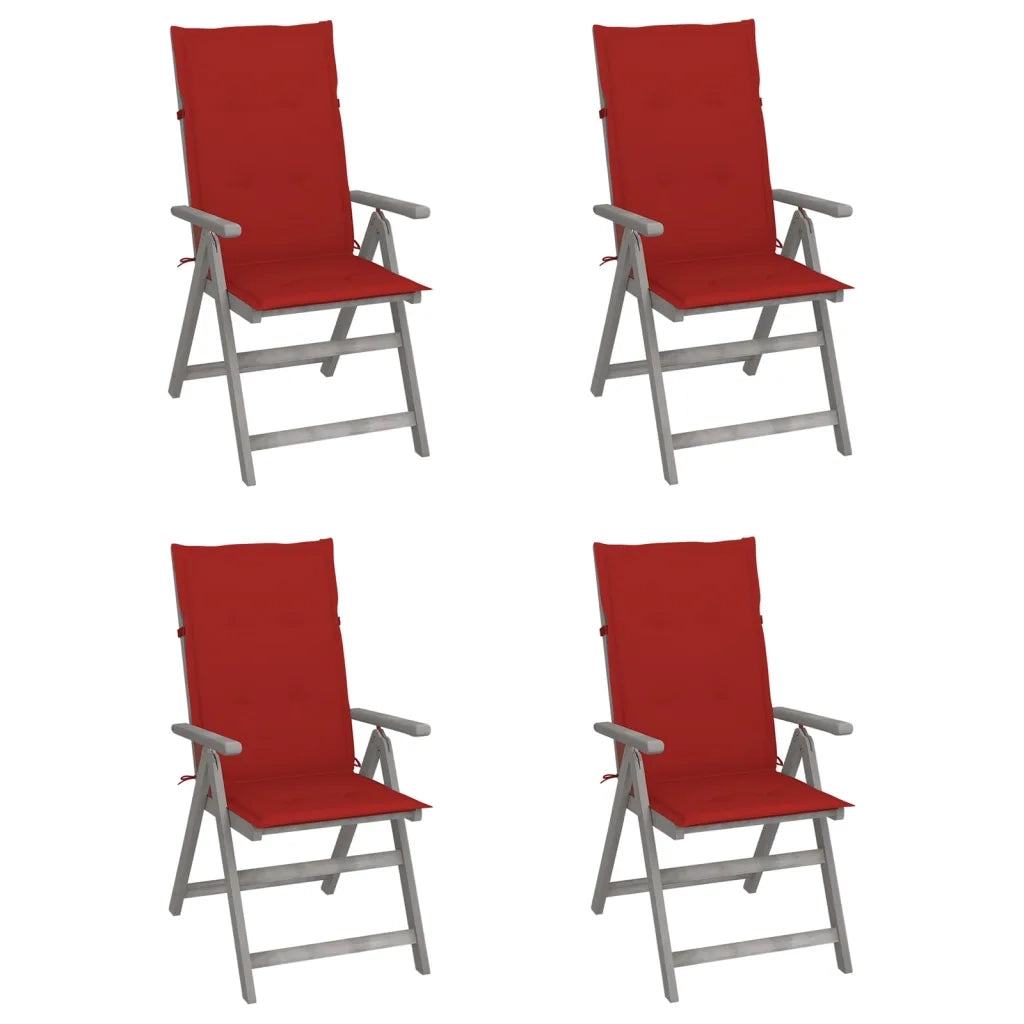 Sedie da Giardino Reclinabili 4pz Cuscini Acacia Massello cod mxl 6437