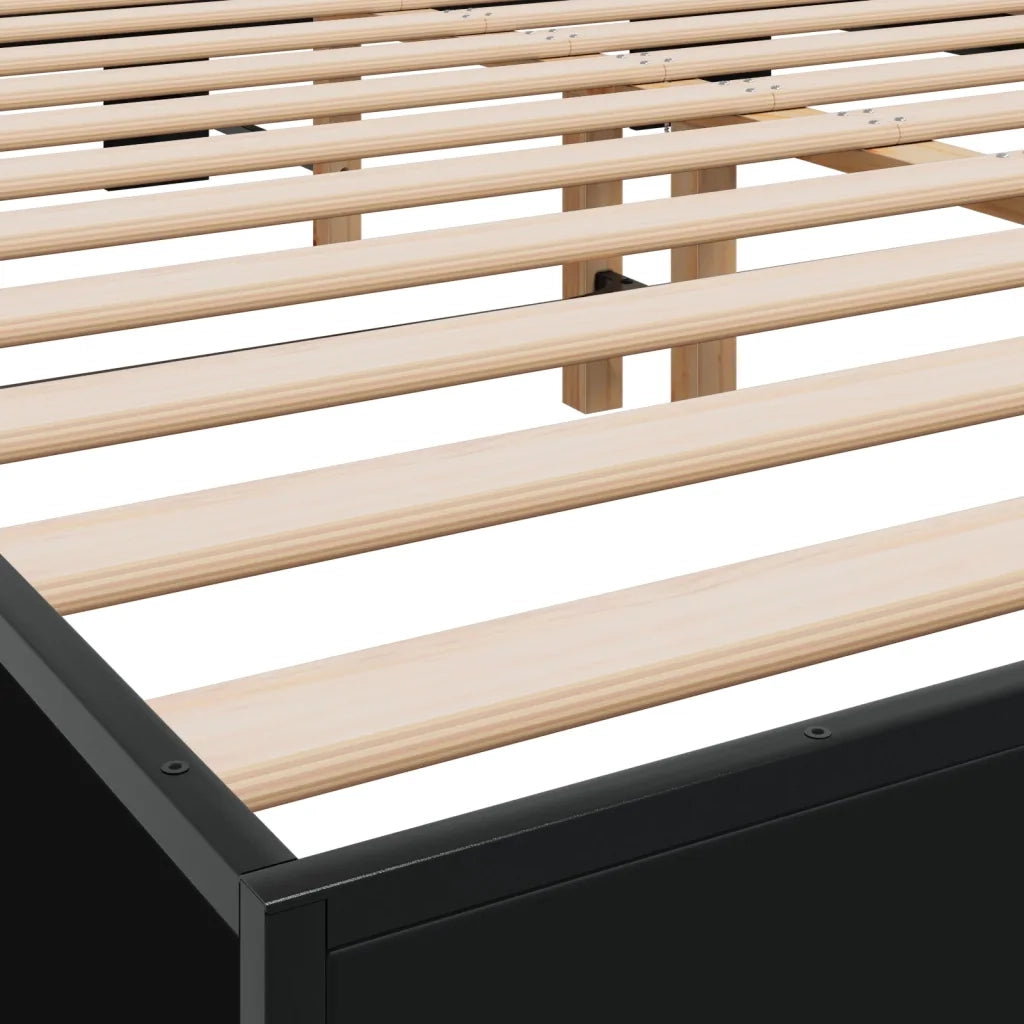 Giroletto-Struttura Letto Nero 150x200 cm in Legno Multistrato e Metallo 915008