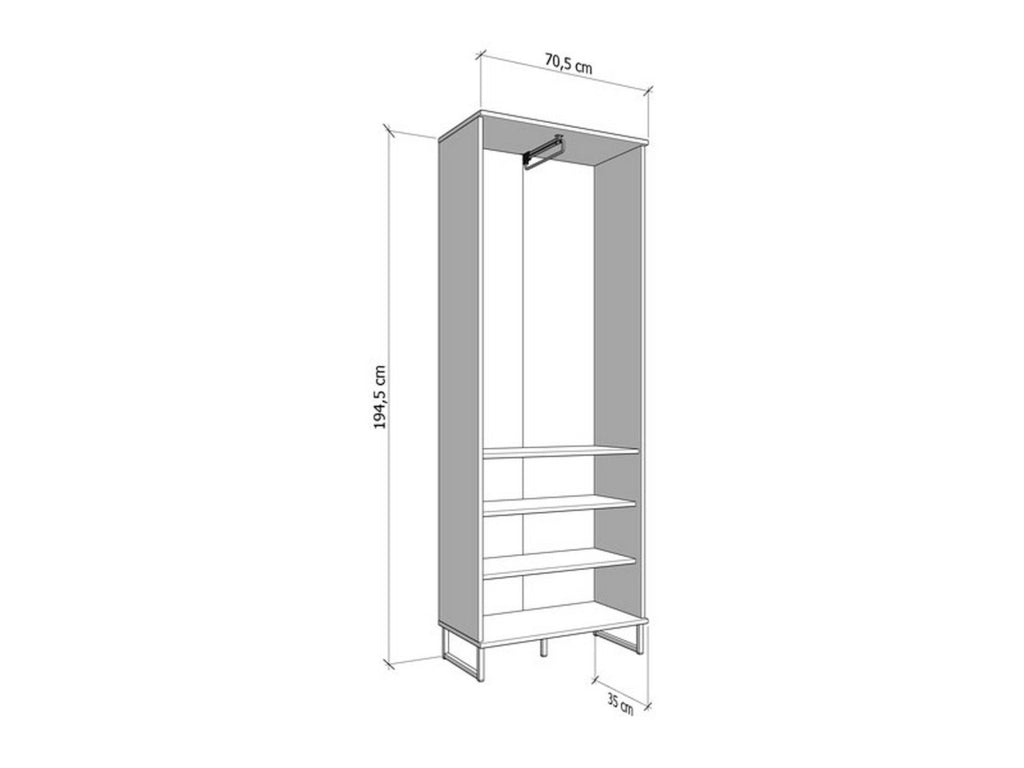 Armadio Camera da Letto Seriate, Guardaroba 2 Ante Appendiabiti, 70.5x194.5h cm Marrone Rovere Nodi