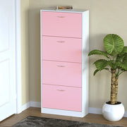 Scarpiera 4Ante Doppia Profondità Salvaspazio Rosa Bianco 63x24H150cm Legno mdf