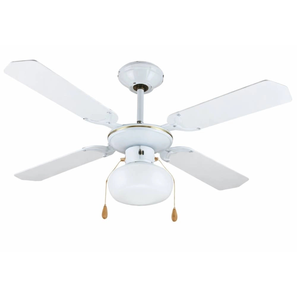 Ventilatore a soffitto zephir zfs9107 con luce e 4 pale, 3 velocità *** colore bianco, confezione 1