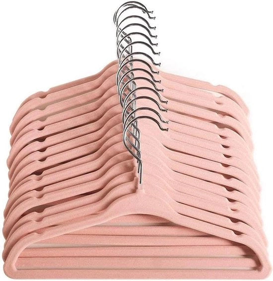 Hangers per bambino con tessuto soffice per neonati 28 cm taglia bambino 360 gradi rotativi estremamente sottili e progettati per prevenire il caduta 15 pezzi - Rosa chiaro