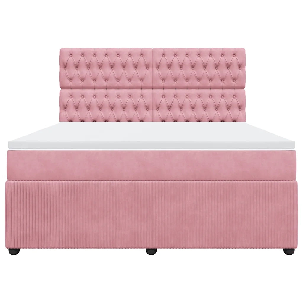 Giroletto a Molle con Materasso Rosa 180x200 cm in Velluto