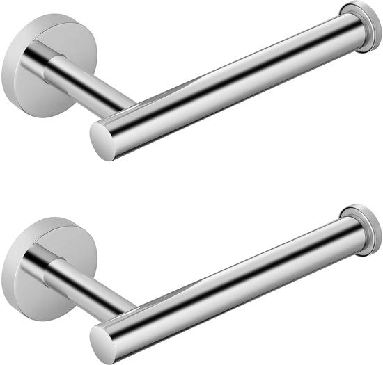 Supporto per carta igienica, supporto per carta igienica per bagno, cucina, toilette, design moderno, adatto per rotoli giganti di carta igienica, acciaio inox, inox, cromato, 2-pack